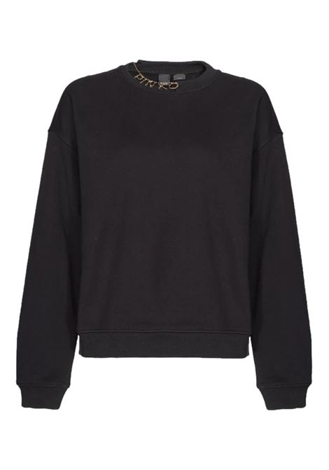 SWEATSHIRT WITH RHINESTONE NECKLACE PINKO | sweaters | 102294 A1CPZ99